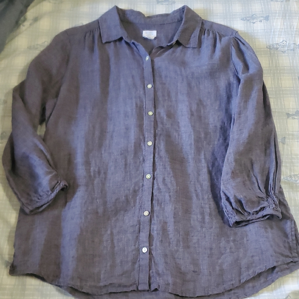 Sigrid Olsen Women's 100% Linen Button Down Shirt L
